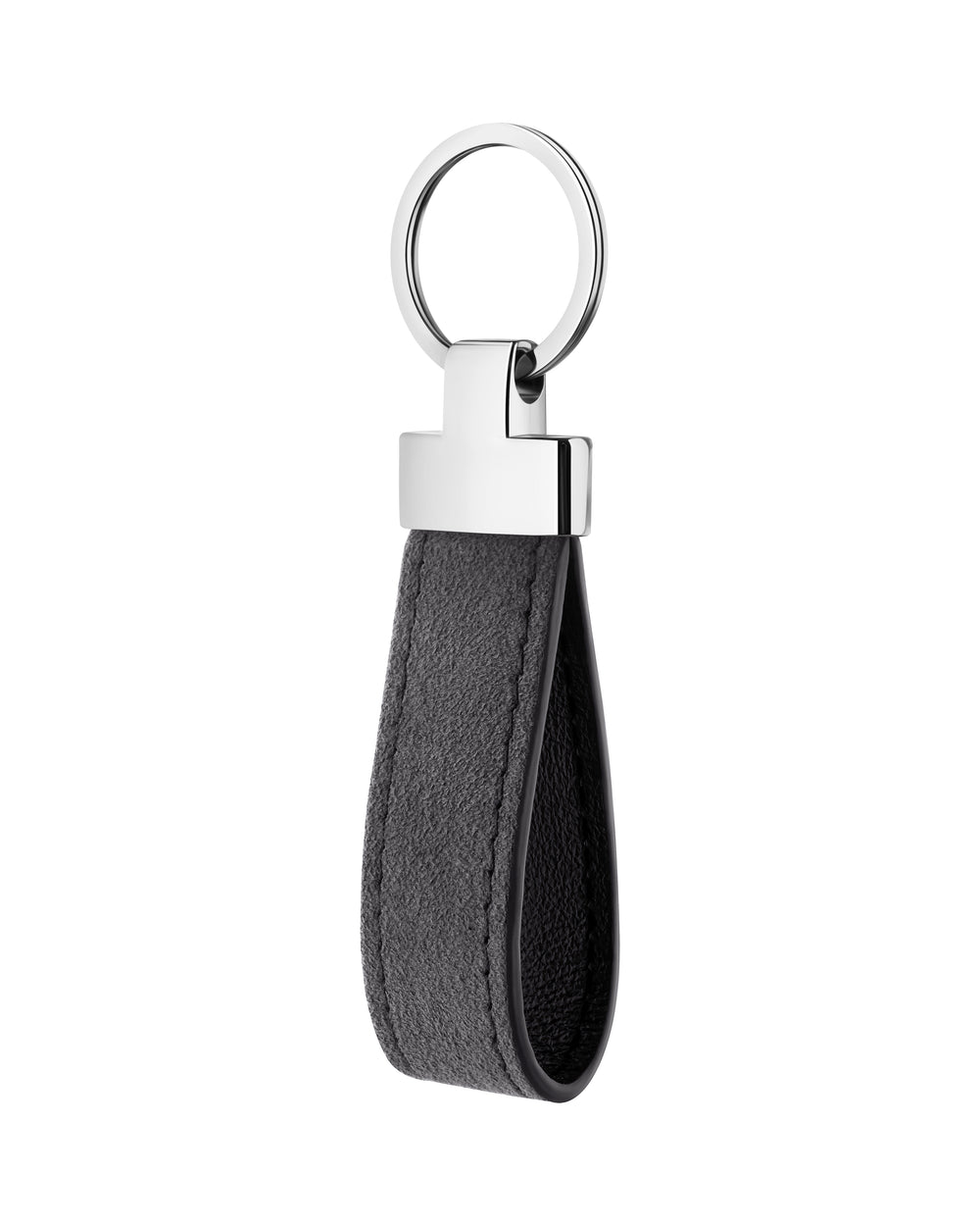 Keyring made of gray Alcantara
