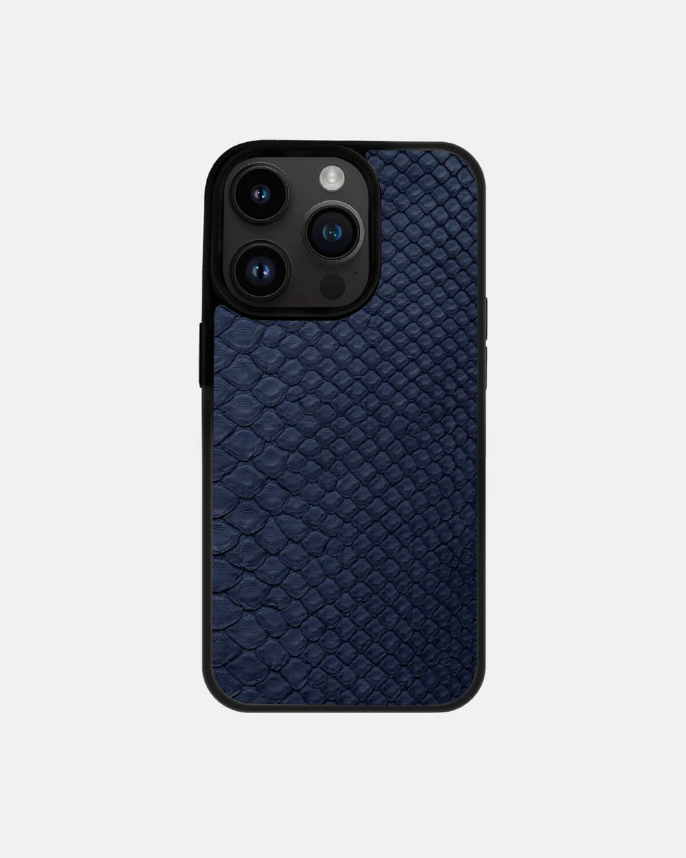 Чехол из темно-синей кожи питона с мелкой чешуёй для iPhone 14 Pro