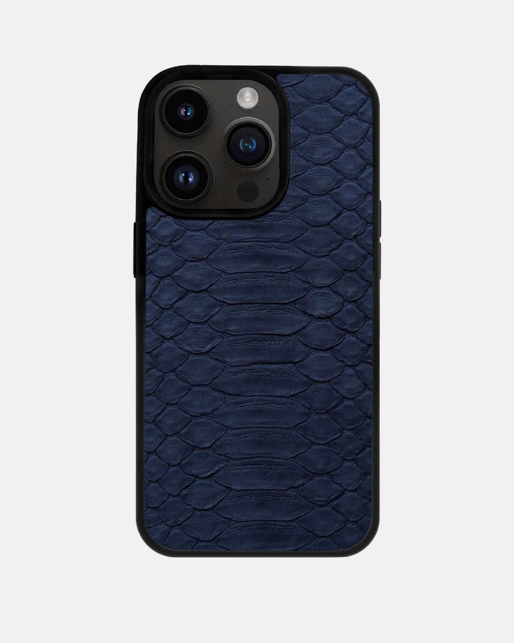 Dark blue python leather case with large scales for iPhone 14 Pro Max