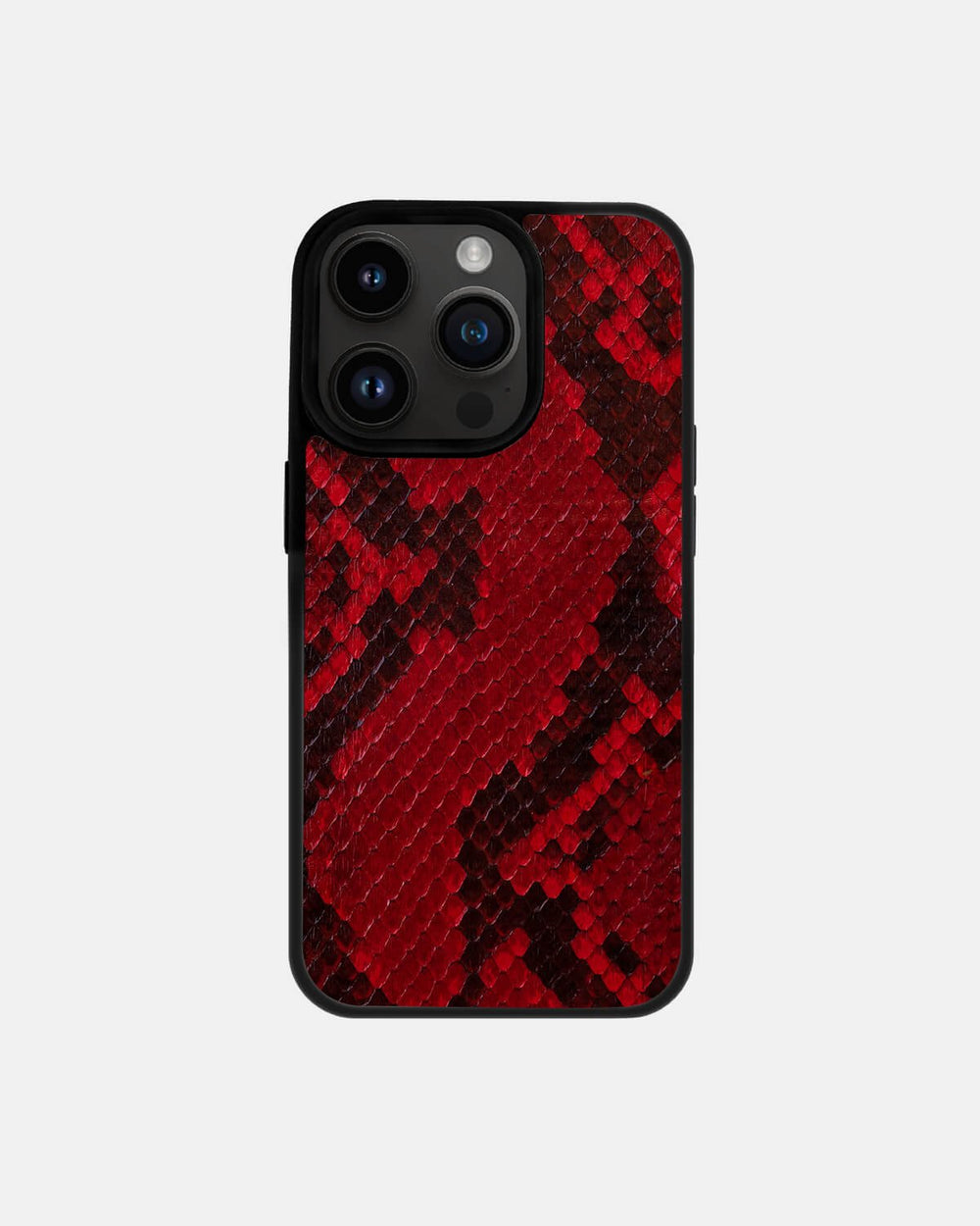 Red small scale python leather case for iPhone 14 Pro