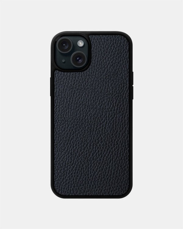 Dark blue calf leather float case for iPhone 15