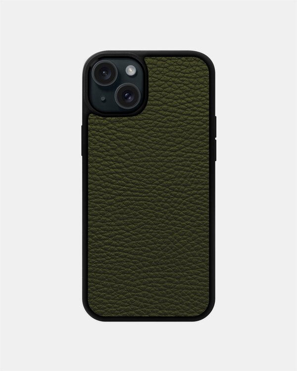 Чехол из зелёной телячьей кожи флотар для iPhone 15