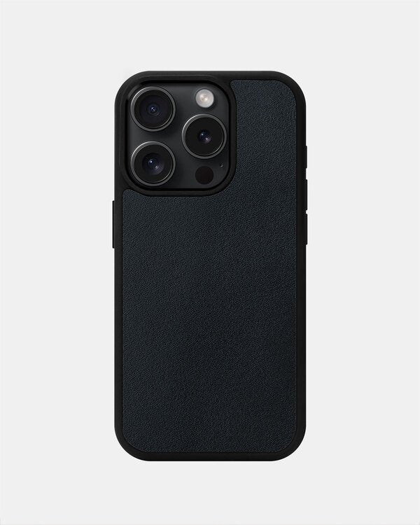 Dark blue calf leather case for iPhone 15 Pro
