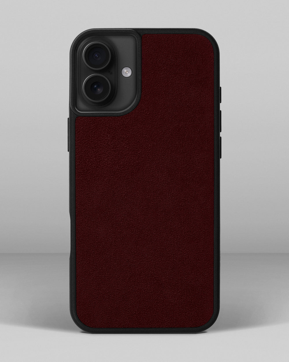 Case with Burgundy Alcantara Insert for iPhone 16 Plus