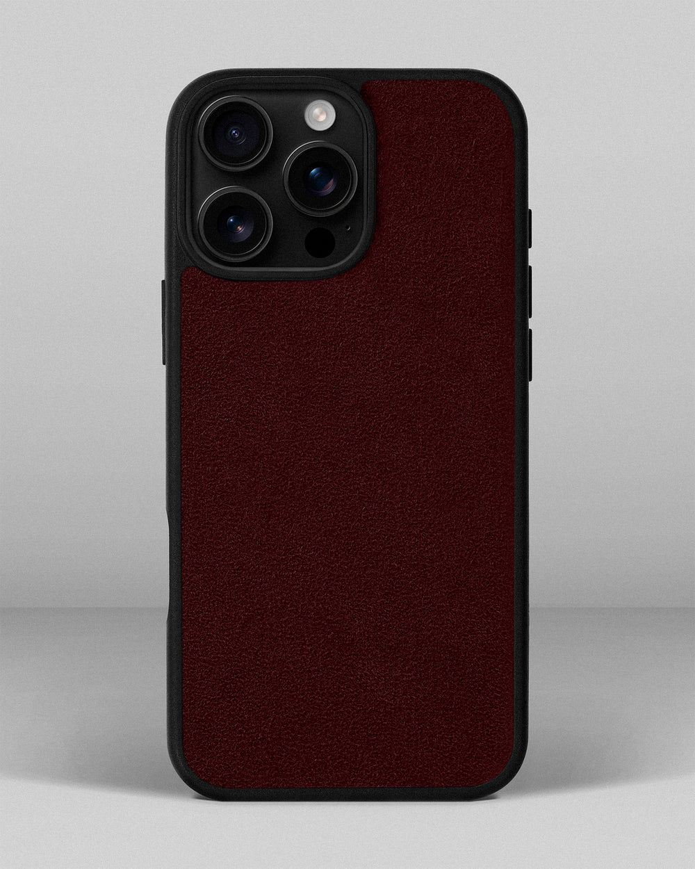 Case with a red alcantara insert for iPhone 14 Pro Max