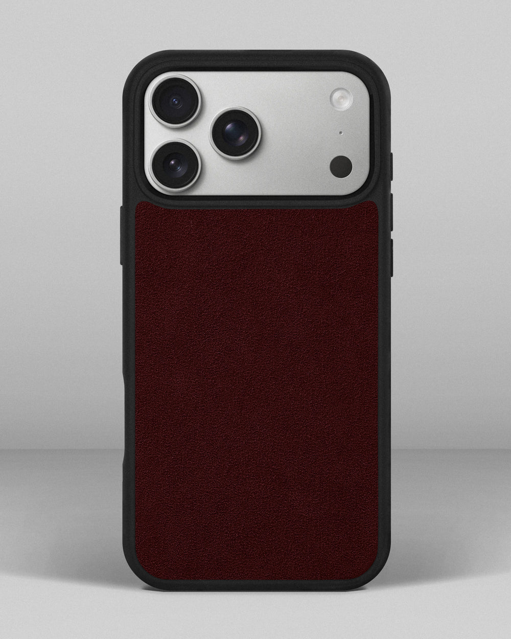 Case with burgundy alcantara insert for iPhone 17 Pro Max