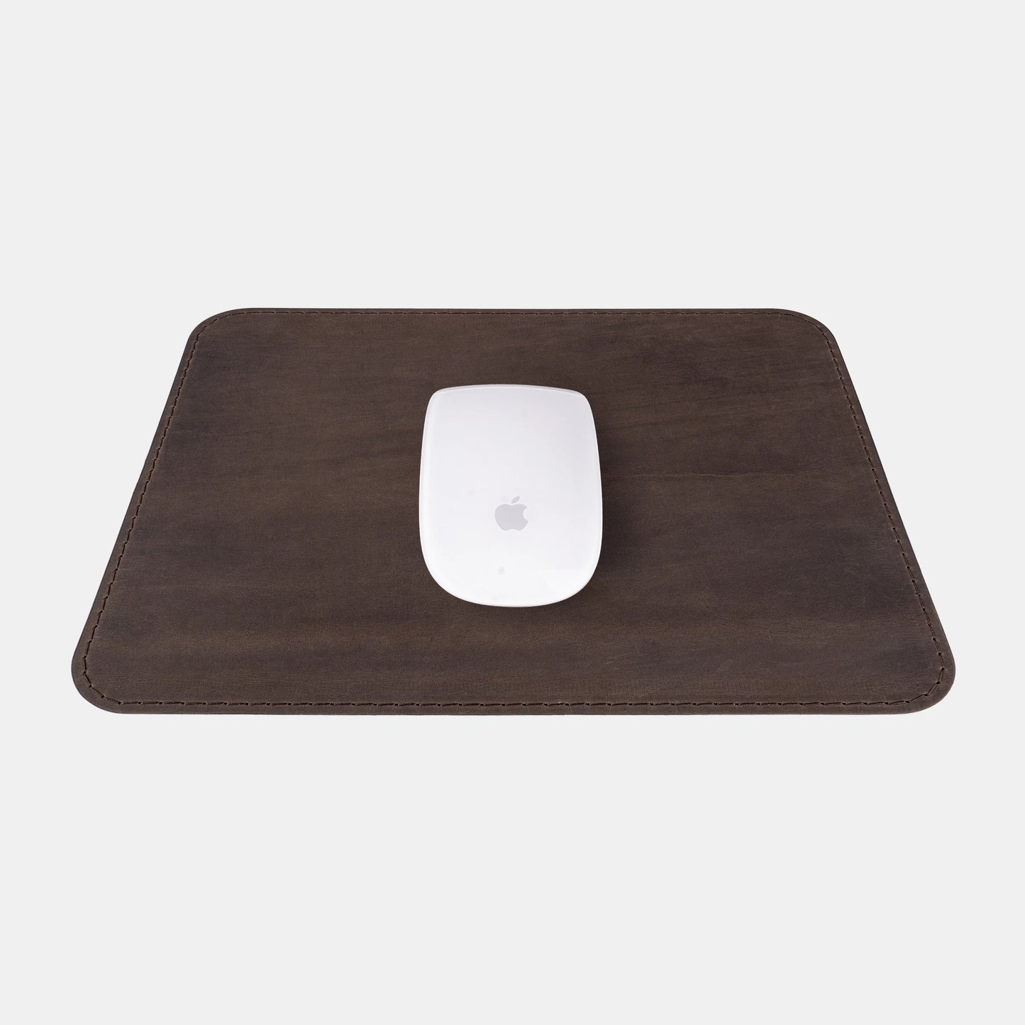 Килимок для комп'ютерної миші зі шкіри крейзі хорс в темно-коричневому кольорі