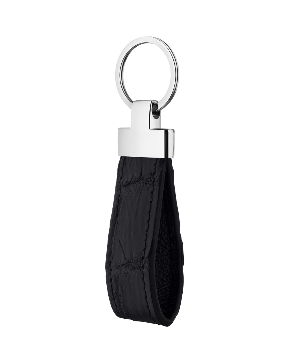 Keychain made of black crocodile leather