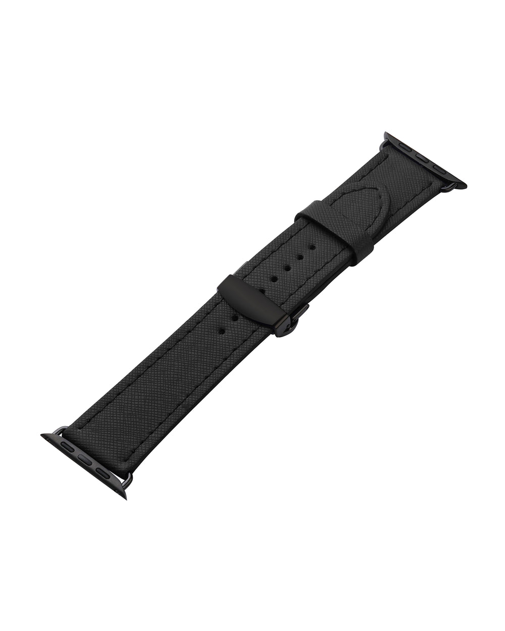Apple Watch strap in black Saffiano leather