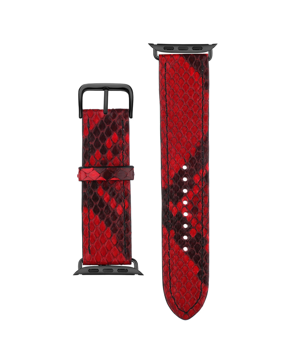 Python leather strap for Apple Watch in red color with pattern