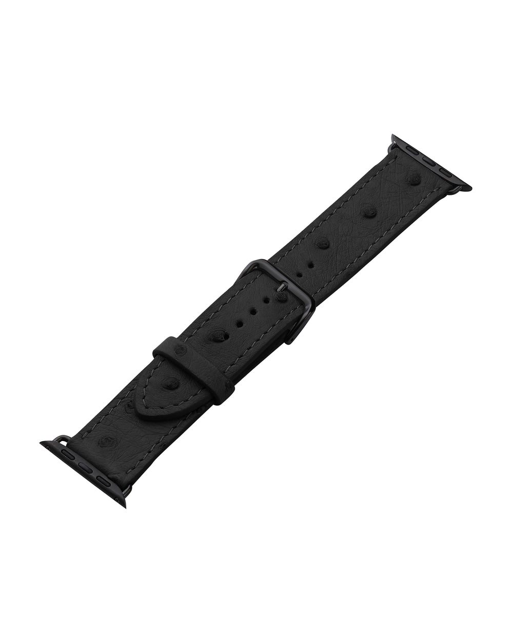 Ремешок для Apple Watch из кожи страуса черного цвета с фолликулами