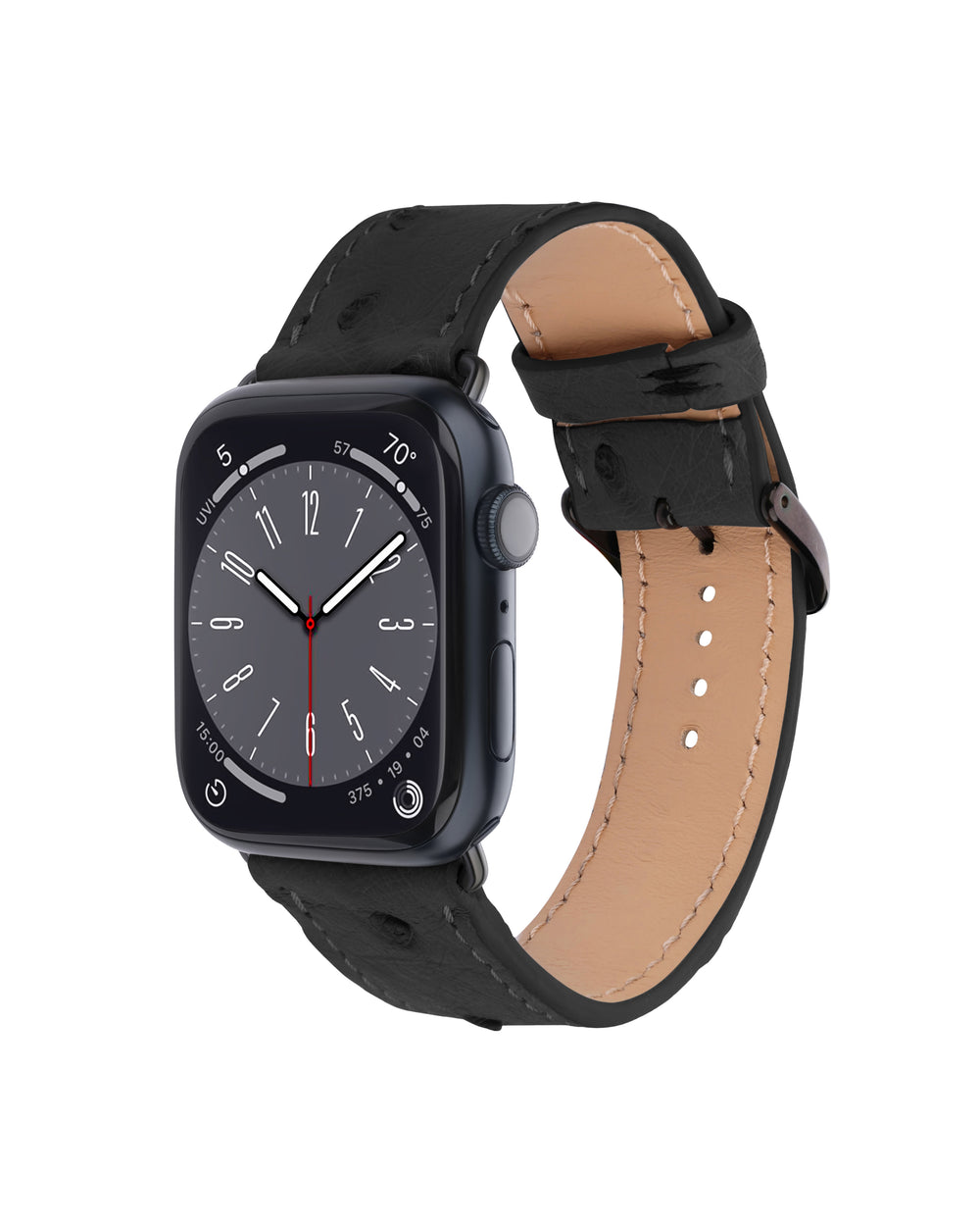 Ремешок для Apple Watch из кожи страуса черного цвета с фолликулами
