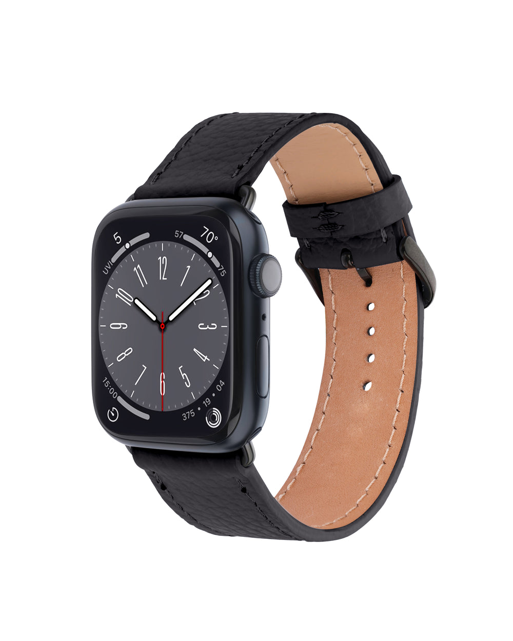 Ремінець для Apple Watch зі шкіри флотар у чорному кольорі