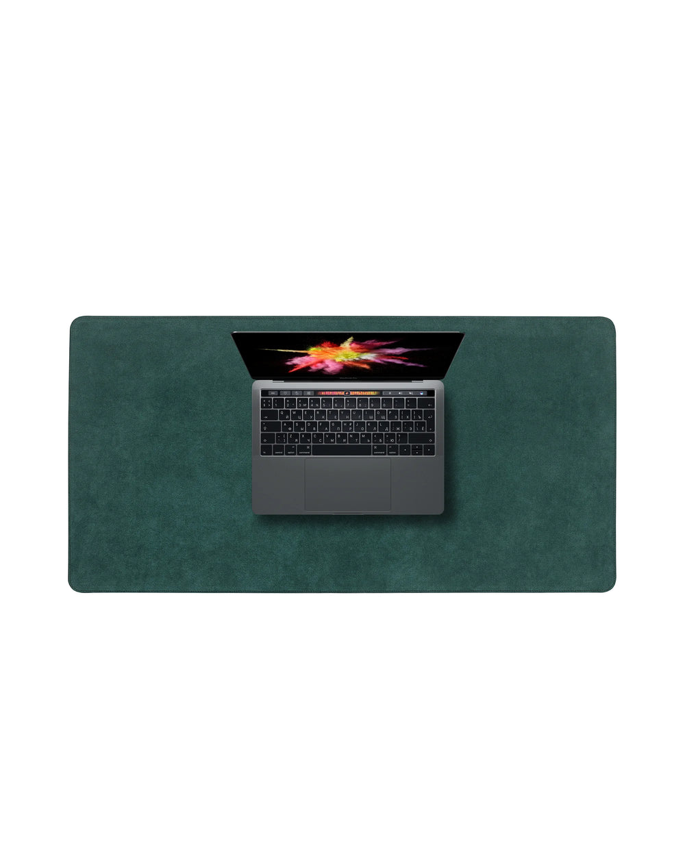 Desk mat made of green alcantara