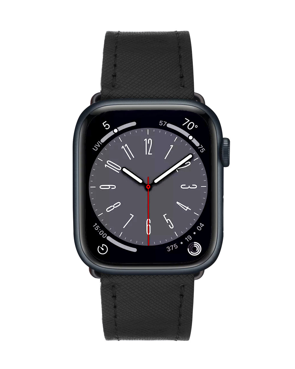 Apple Watch strap in black Saffiano leather