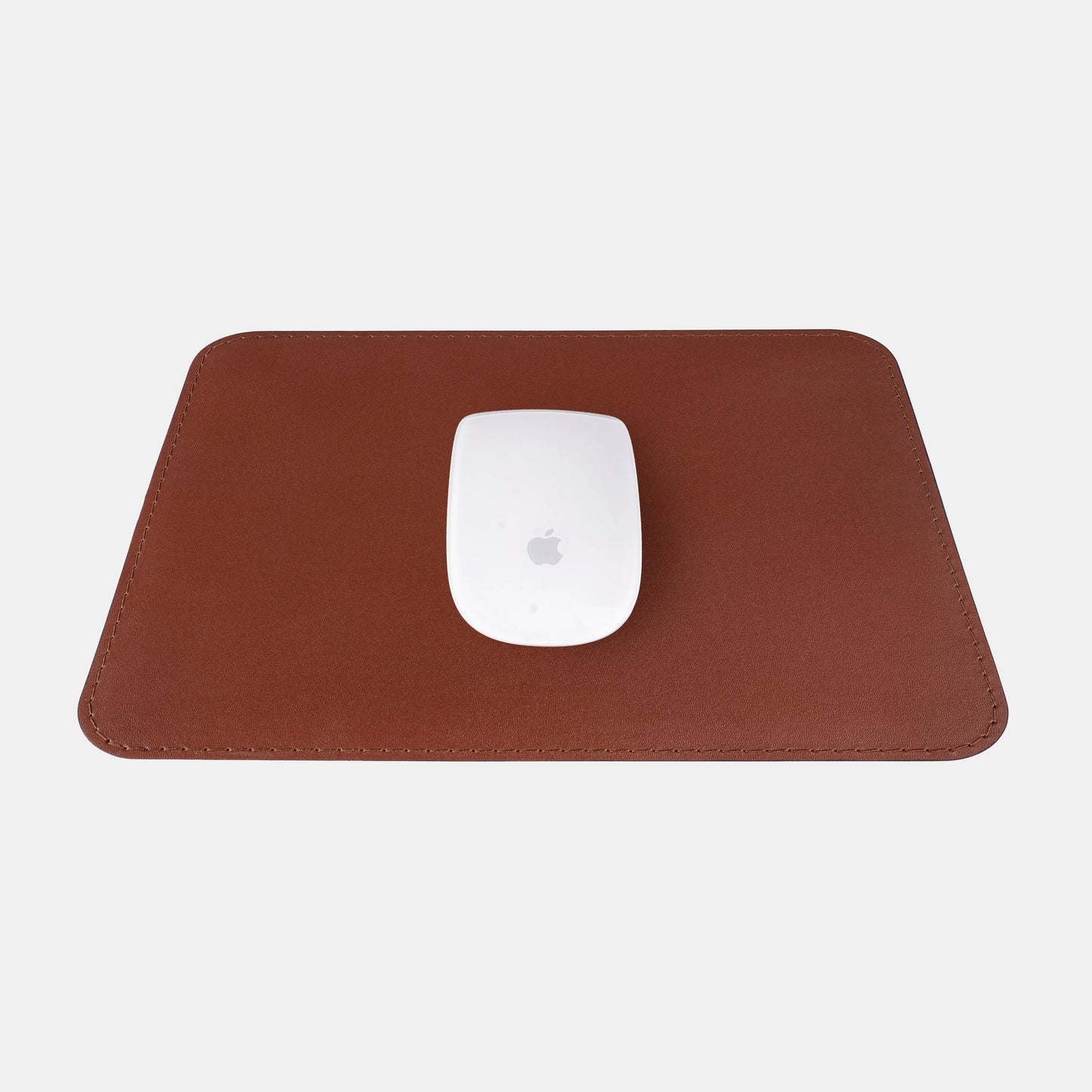 Килимок для комп'ютерної миші з телячої шкіри в рудому кольорі