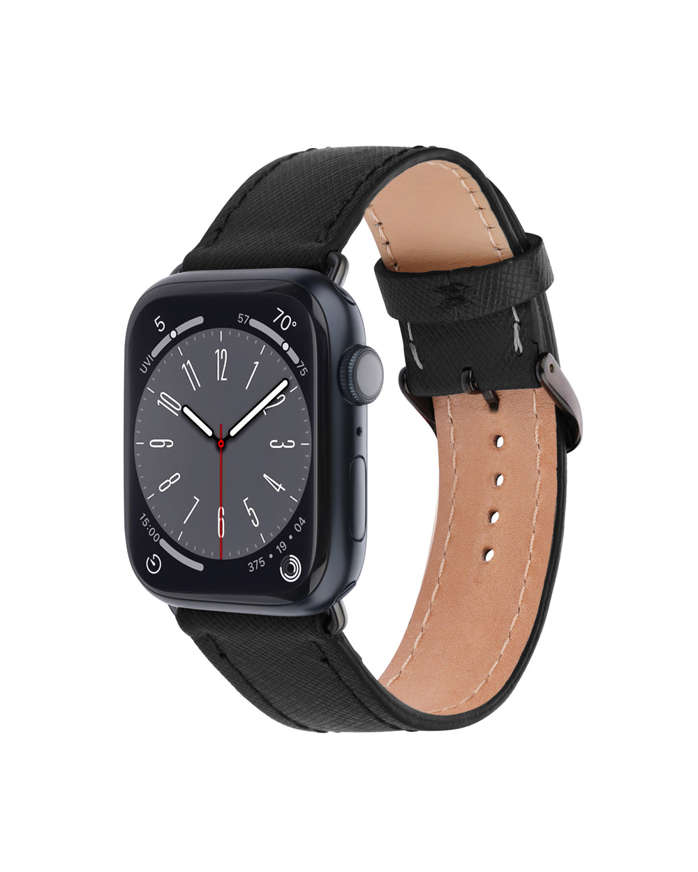 Apple Watch strap in black Saffiano leather