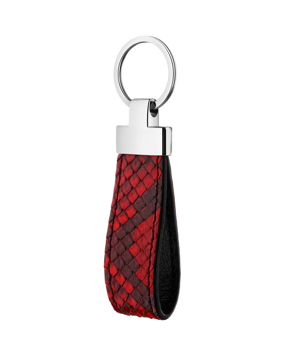 Keychain made of red python leather