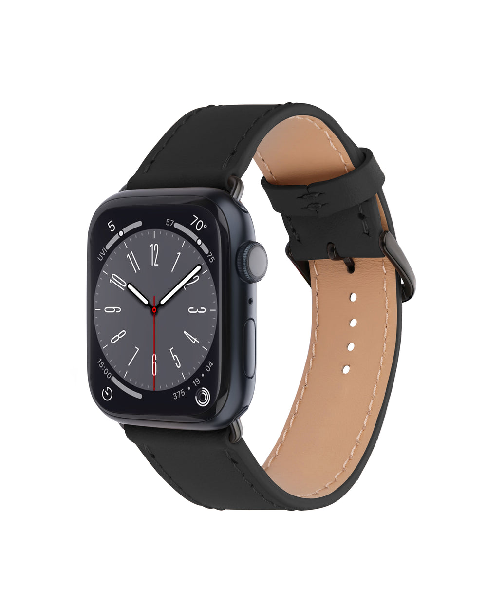 Ремінець для Apple Watch зі шкіри купон у чорному кольорі