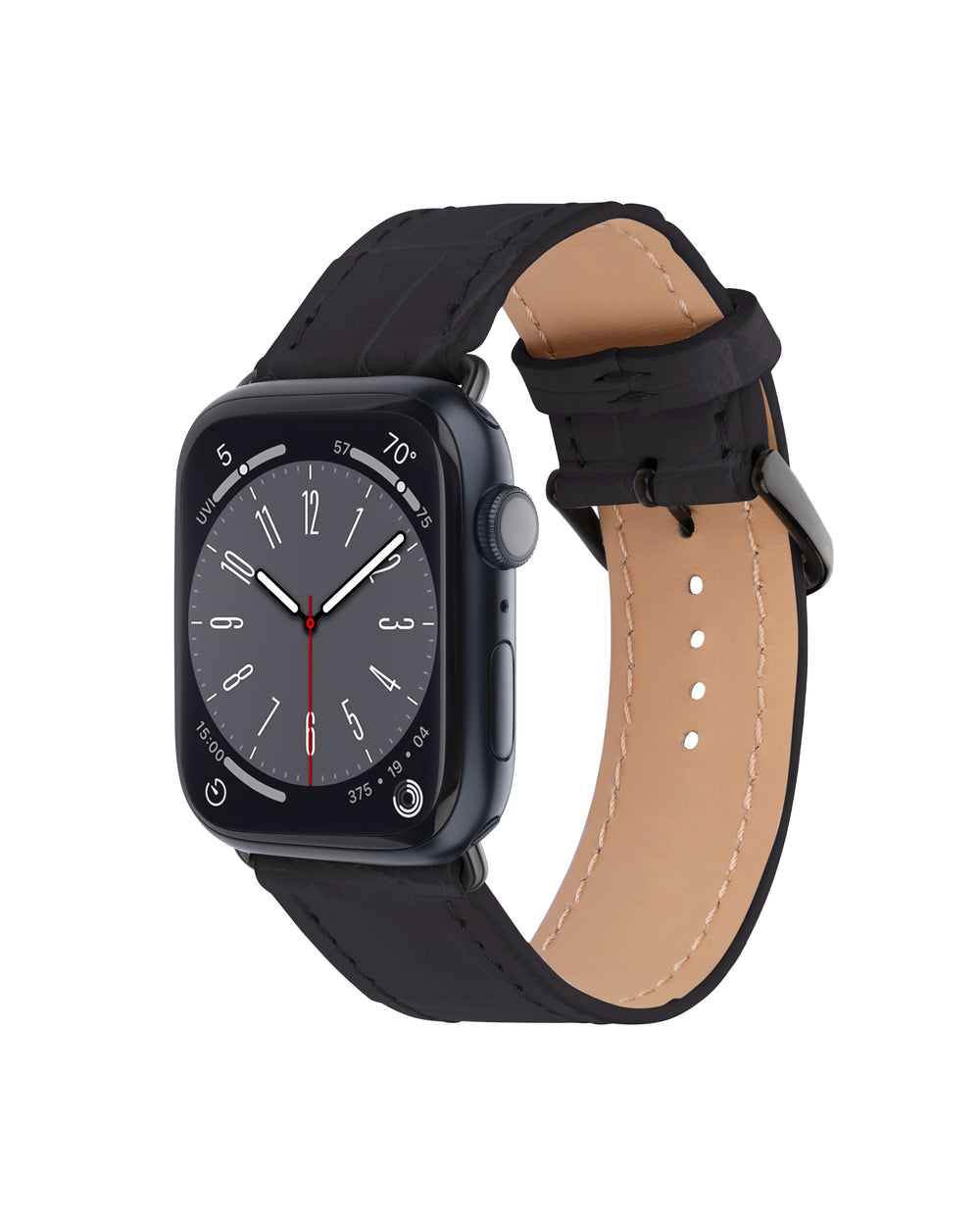 Black crocodile leather strap for Apple Watch
