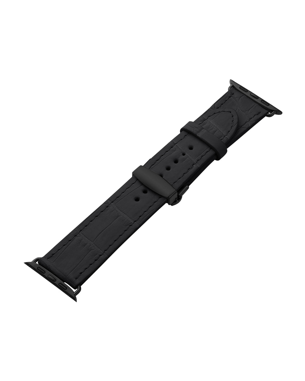 Black crocodile leather strap for Apple Watch