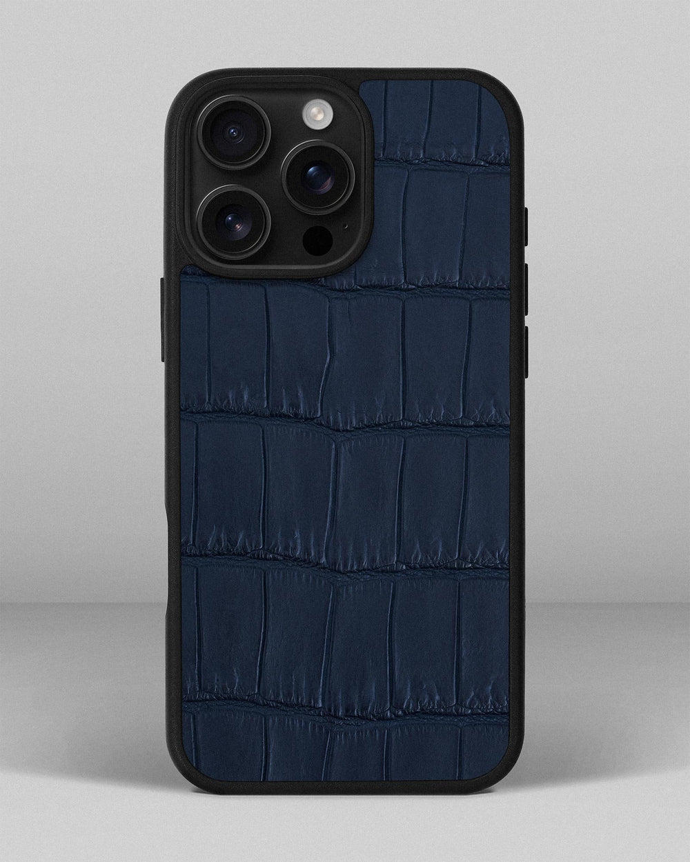 Dark blue crocodile leather case for iPhone 16 Pro Max