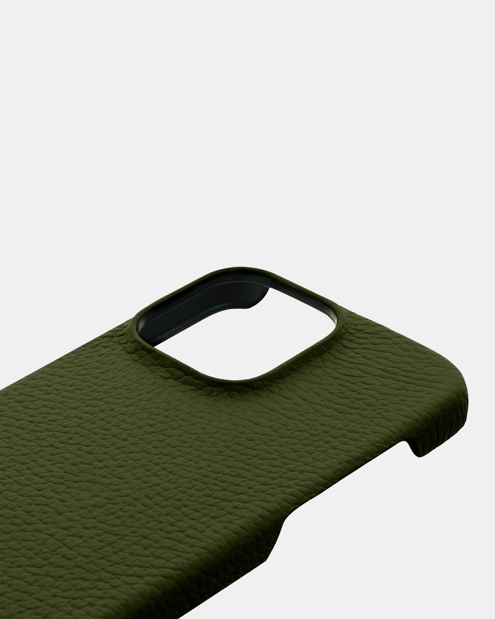 Оливковий шкіряний обтягнутий чохол для iPhone 15 Pro