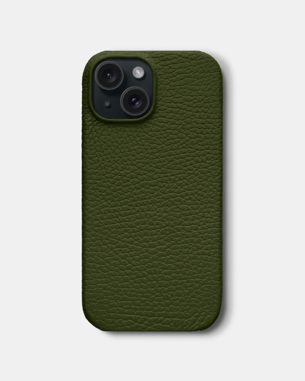 Оливковий шкіряний обтягнутий чохол для iPhone 16