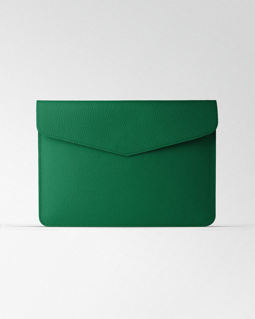 Magnetic Envelope Case made of green textured leather for MacBook