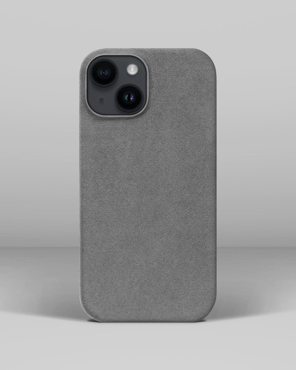 Light gray alcantara case for iPhone 14