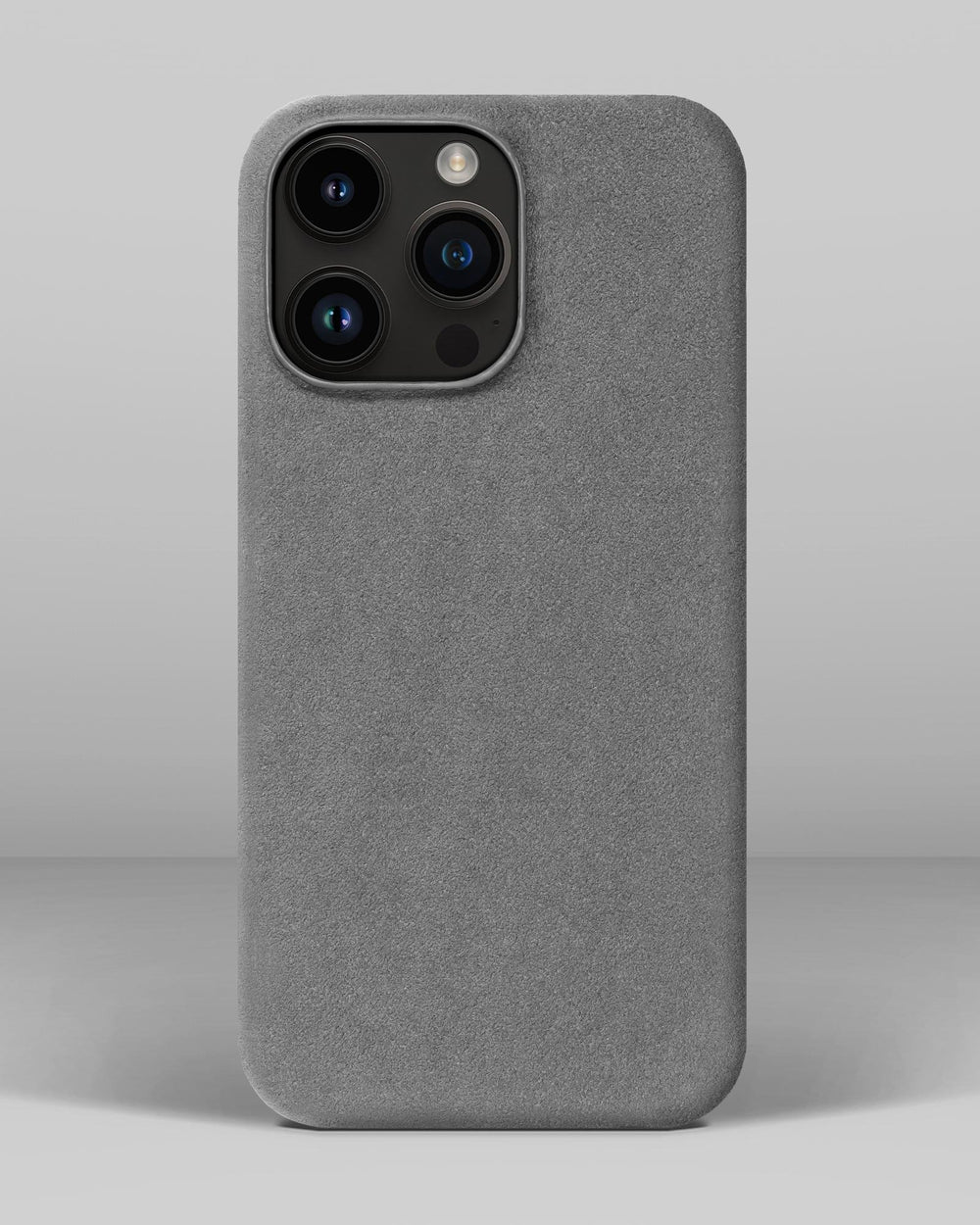 Світло-сірий обтягнутий чохол з алькантари для iPhone 14 Pro Max