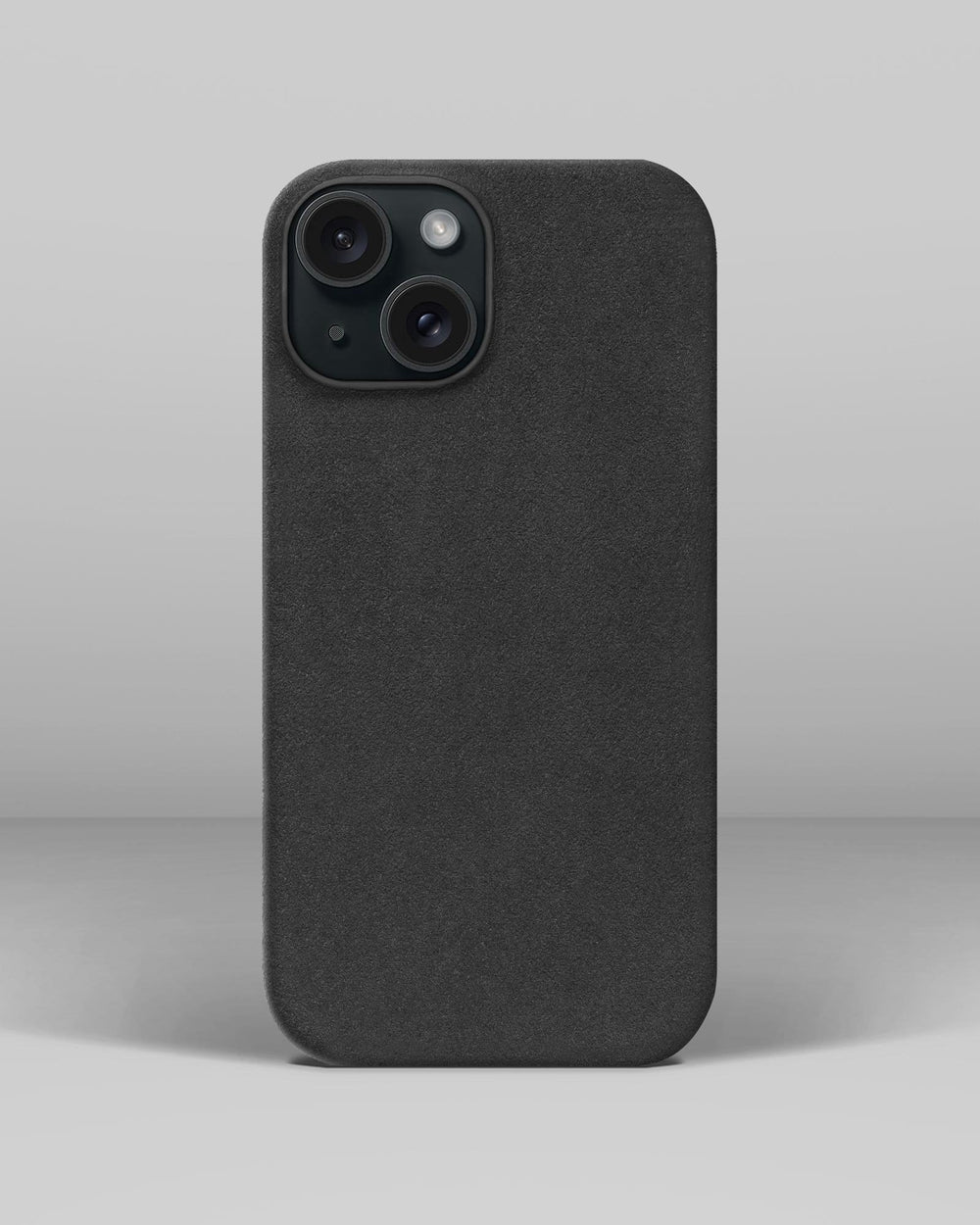 Gray alcantara case for iPhone 15