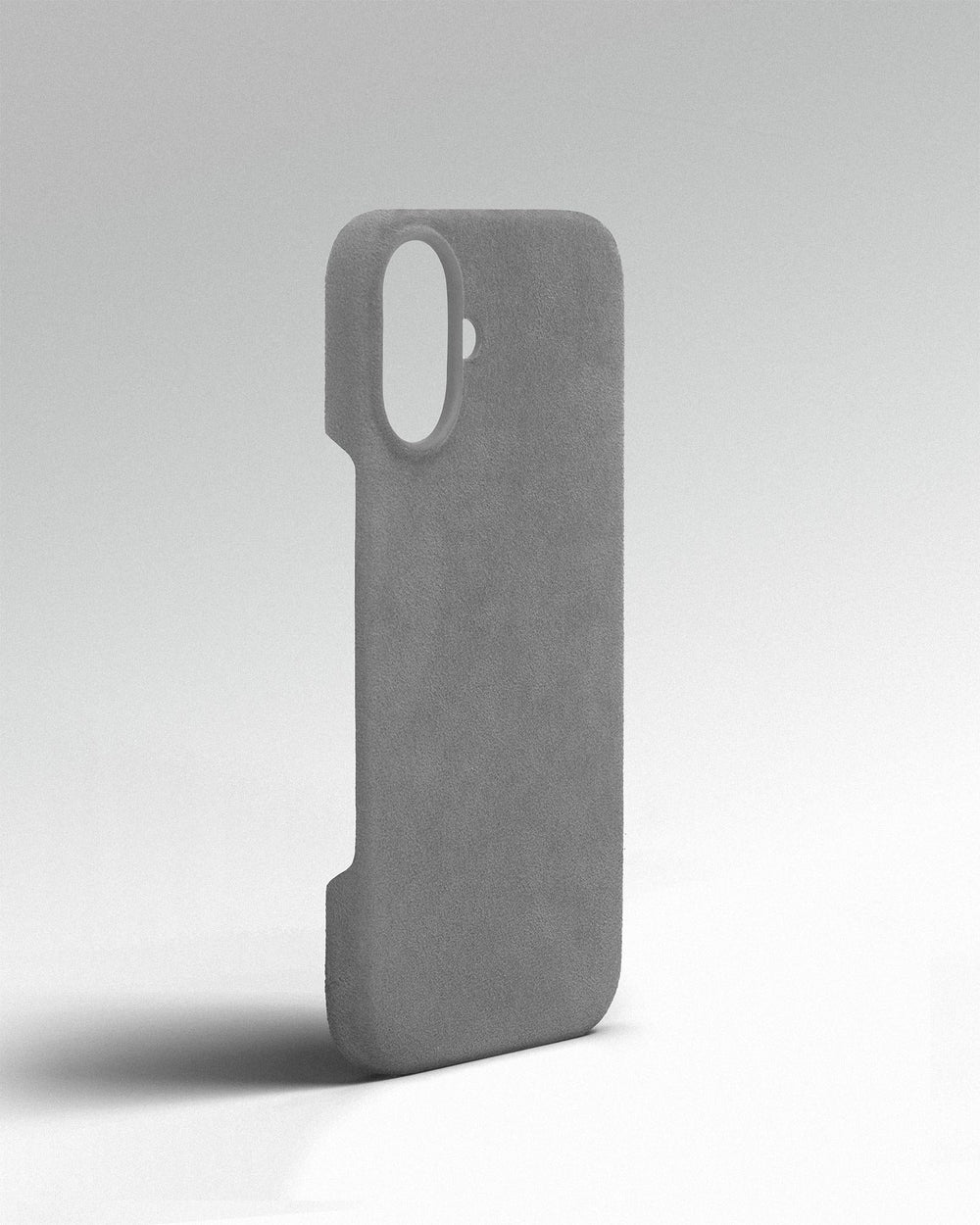 Light gray alcantara case for iPhone 16
