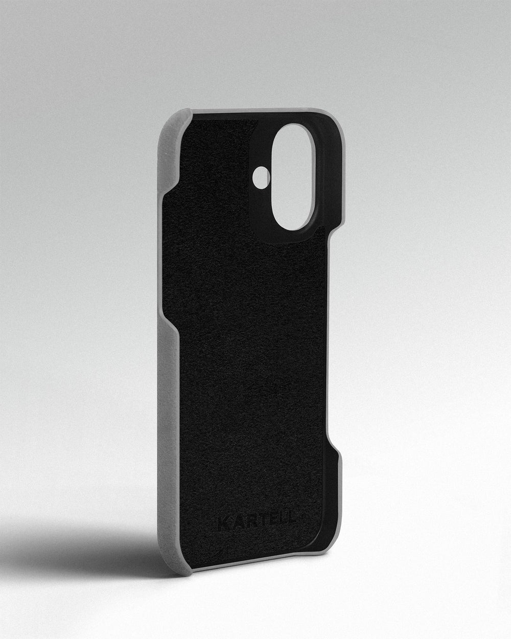 Light gray alcantara case for iPhone 16