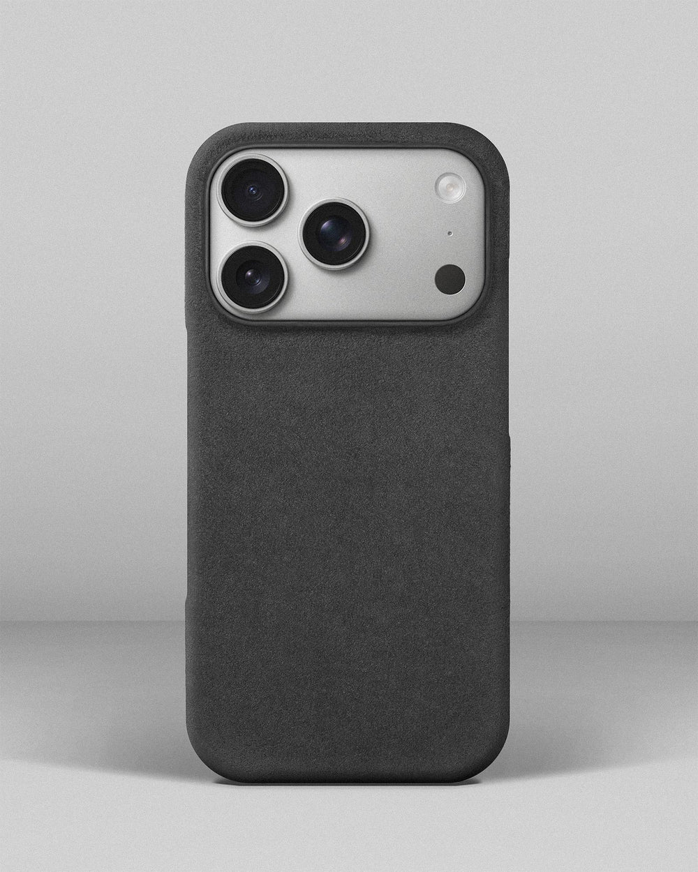Gray Alcantara case for iPhone 17 Pro