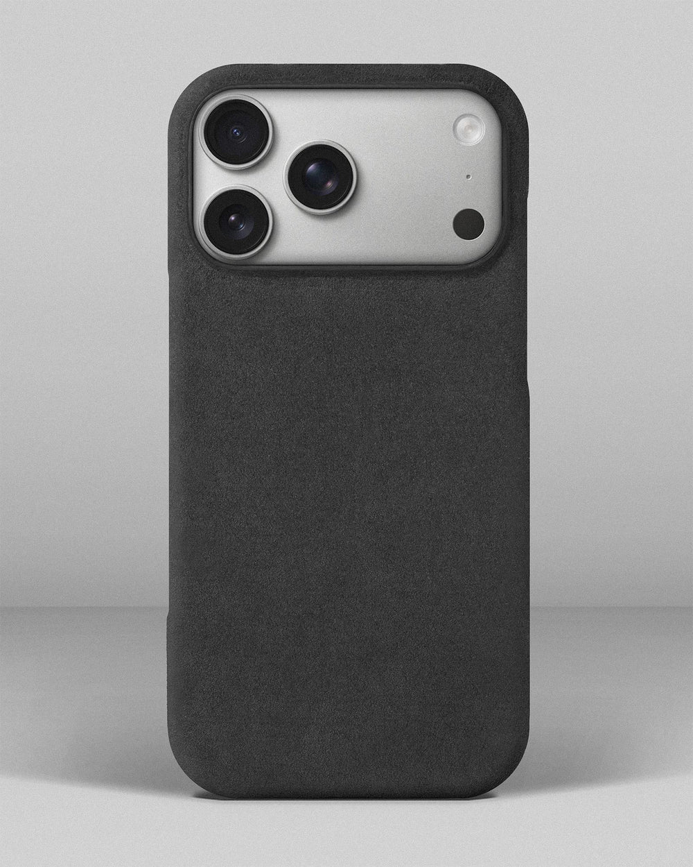 Gray Alcantara case for iPhone 17 Pro Max