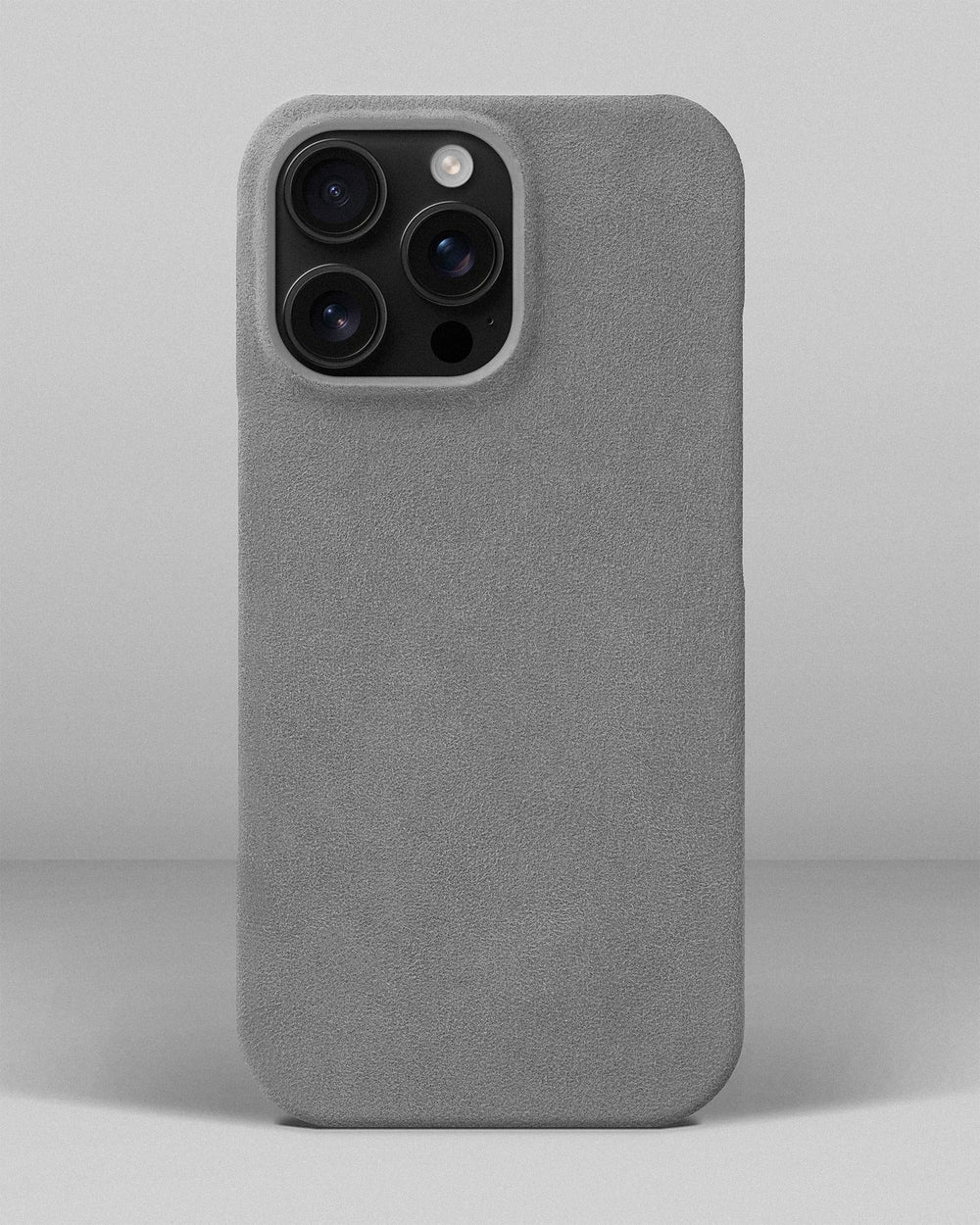 Світло-сірий обтягнутий чохол з алькантари для iPhone 16 Pro Max