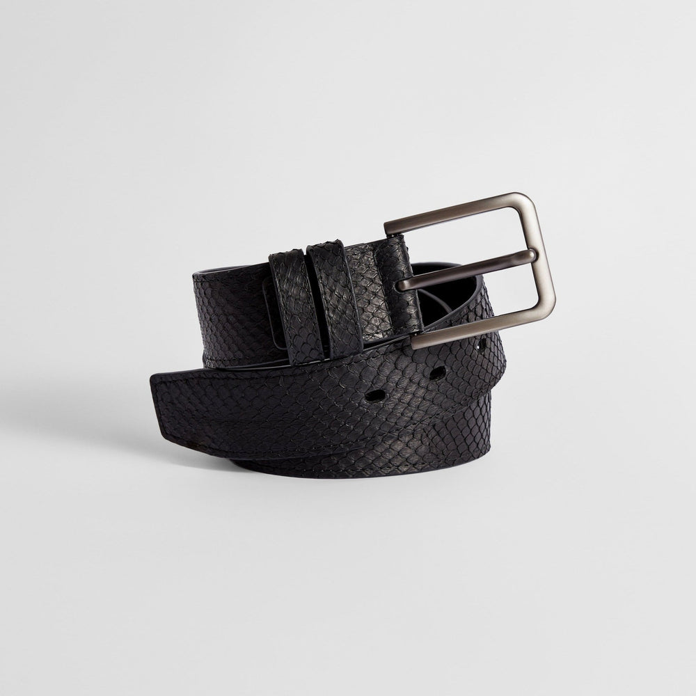 40 mm genuine black python leather belt