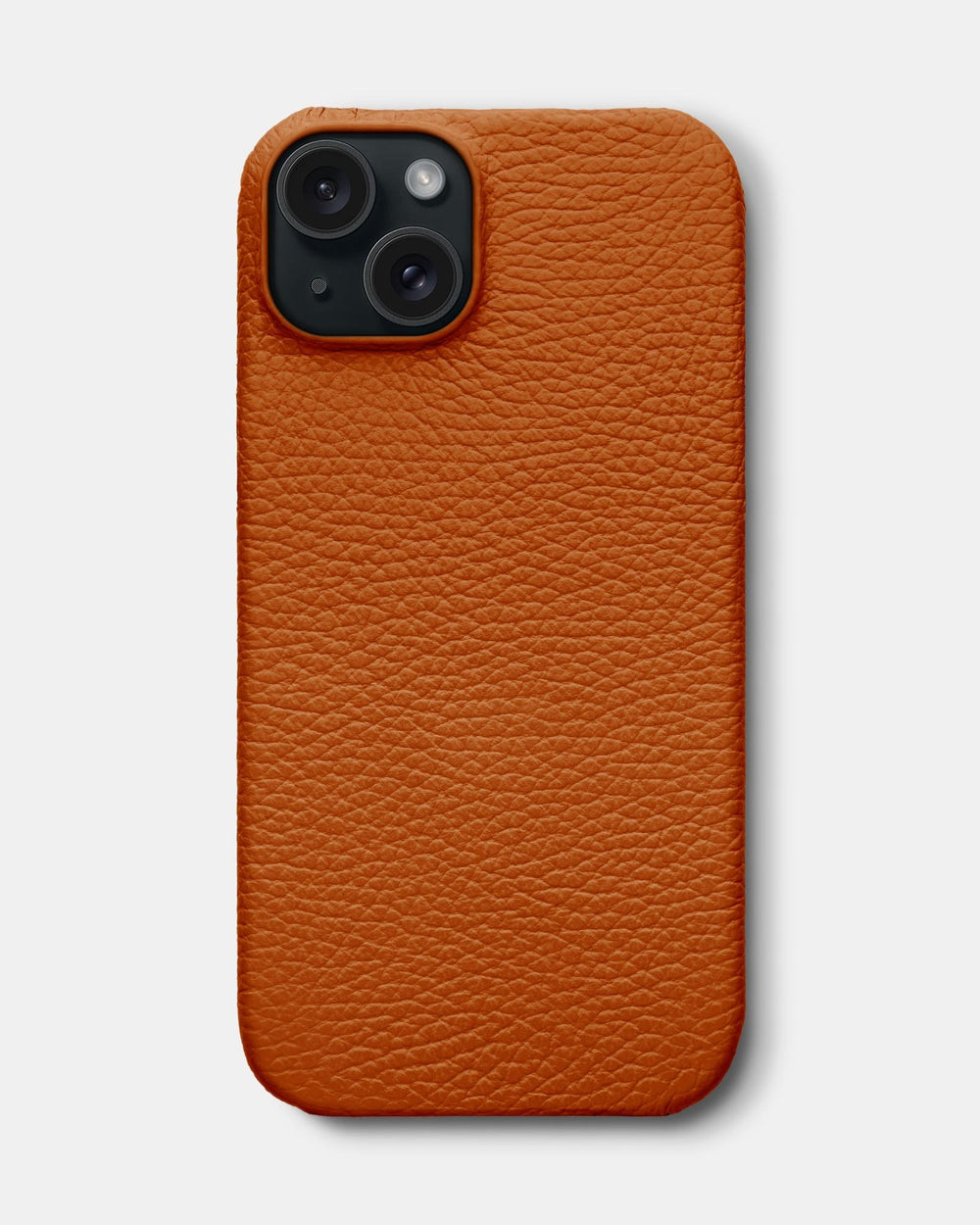 Orange leather case for iPhone 15 Plus