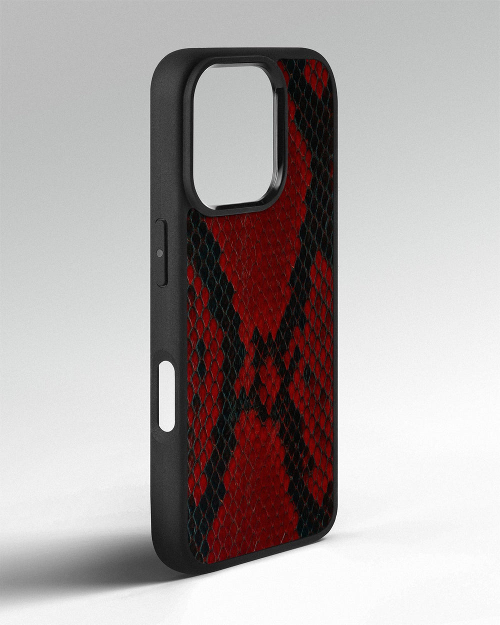 Red small scale python leather case for iPhone 16 Pro Max