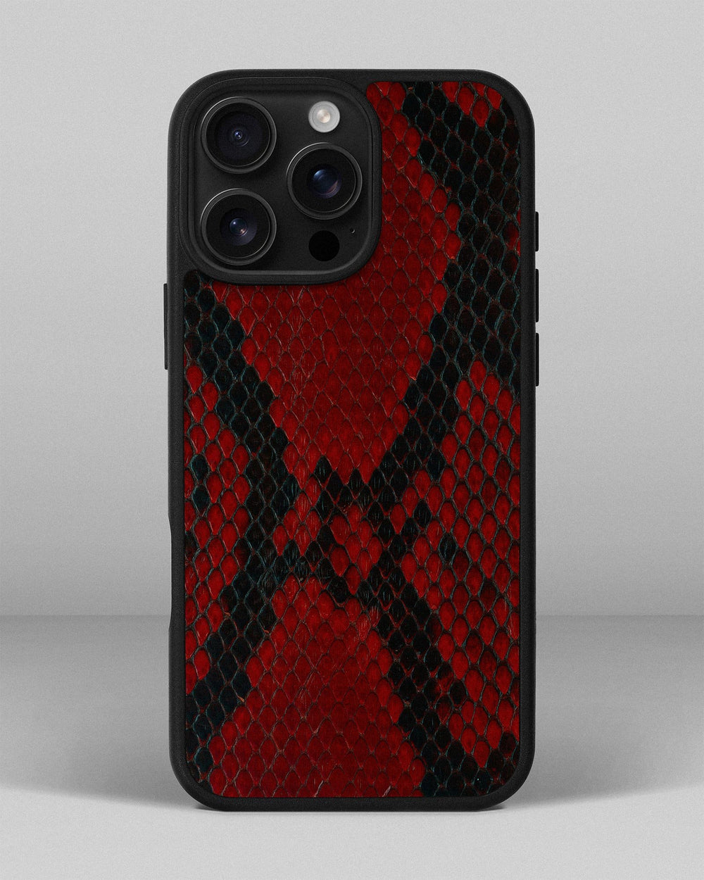 Red small scale python leather case for iPhone 16 Pro Max