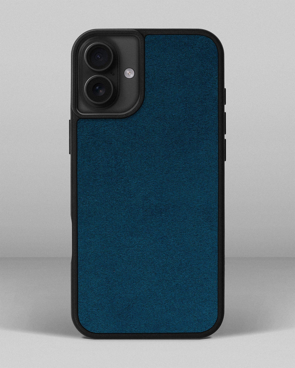 Case with blue alcantara insert for iPhone 16 Plus