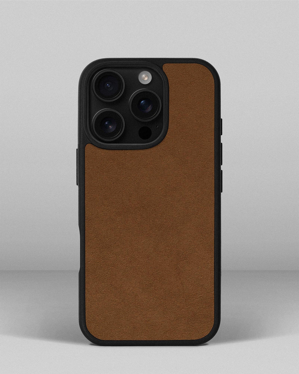 Case with a red alcantara insert for iPhone 15 Pro