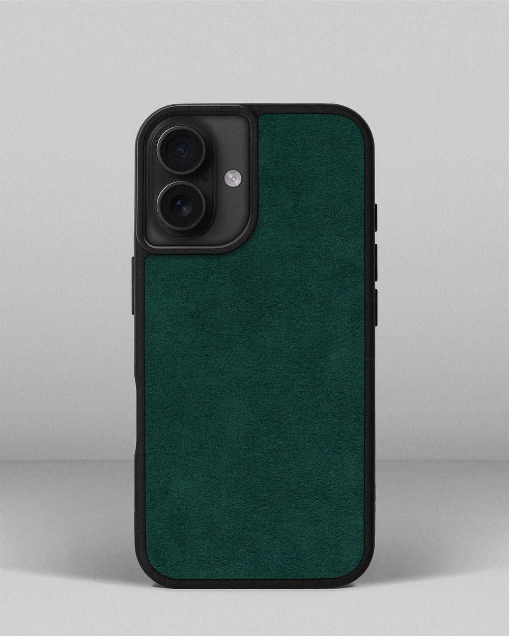 Case with green alcantara insert for iPhone 15