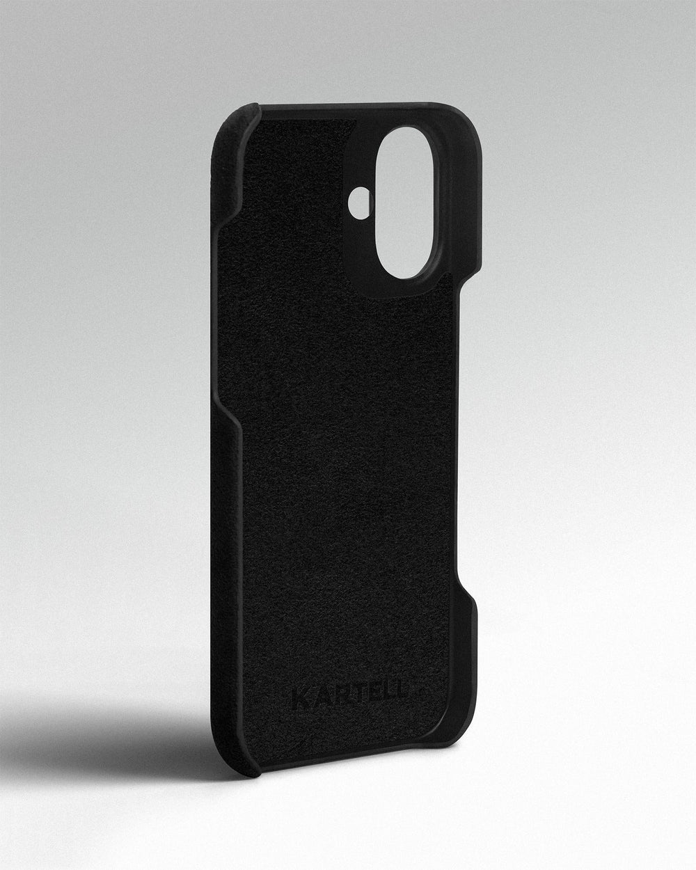 Чорний обтягнутий чохол з алькантари для iPhone 16 Plus
