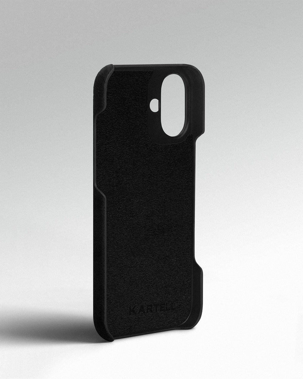 Чорний обтягнутий чохол з алькантари для iPhone 16