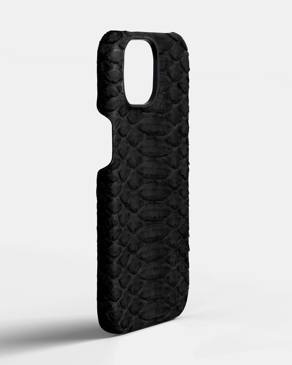 Leather case made of black python for iPhone 16 Plus