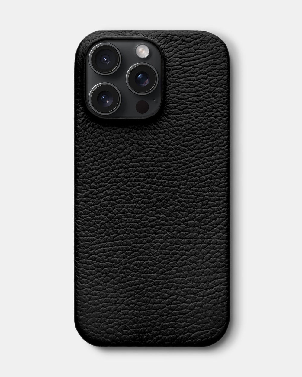 Чорний шкіряний обтягнутий чохол для iPhone 15 Pro Max