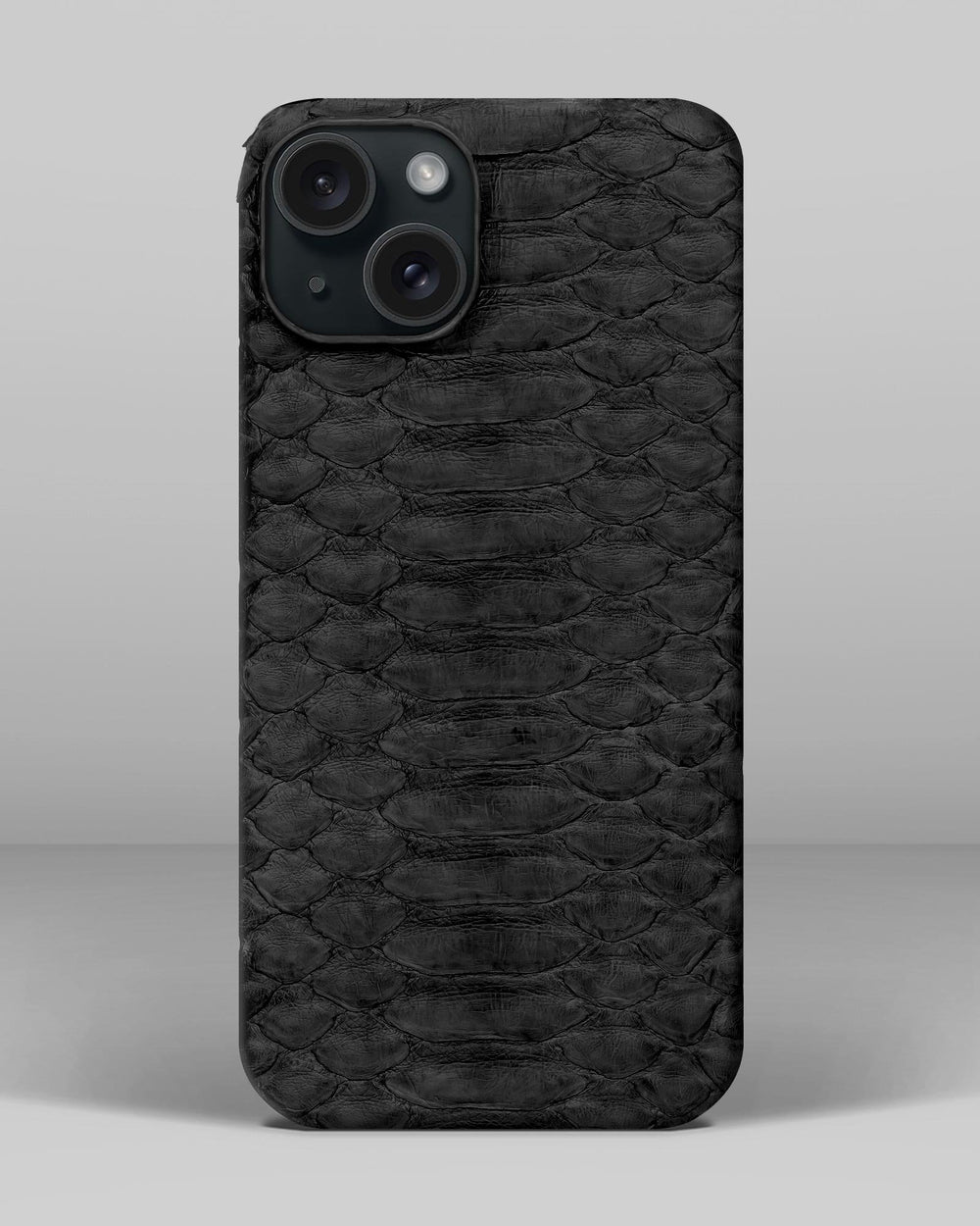 Leather case made of black python for iPhone 16 Plus