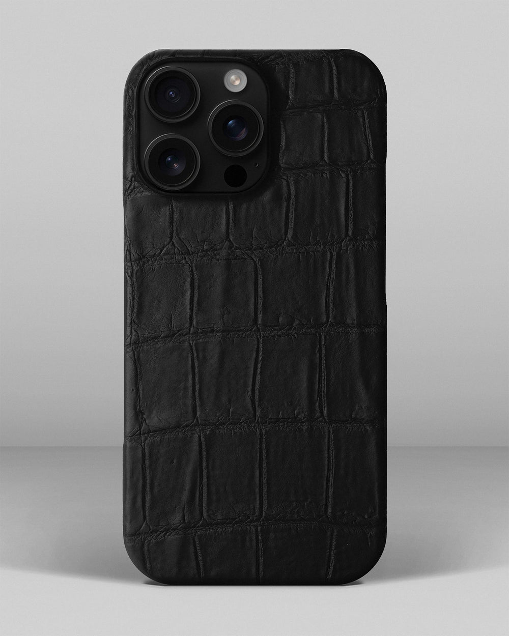 Черный чехол из кожи крокодила для iPhone 14 Pro Max